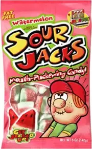 SOUR JACKS Sour Candies, Watermelon, 5 Ounce (1-Bag)