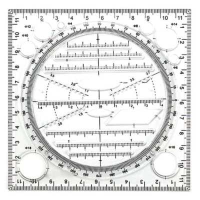 Multifunctional Circle Drawing Template, Geometric Drawing Tool, Measuring S8S4