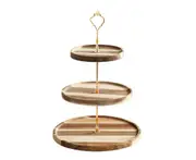 Snack Plate with Handle Removable Wooden Double Triple Layers Cake Stand Tea Party Supplies -Golden Triple Layer