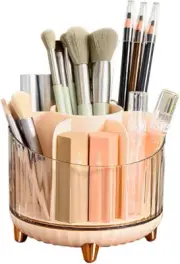 Multifunction Cosmetic Organizer, Rotating Makeup Brush Holder with Multi-Compar