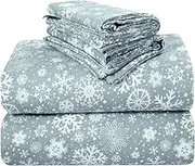 LAMMANI CVC Flannel Sheet Set (4 Piece) - Queen Flannel Sheets Soft, Warm, Moisture Wicking - Flannel Sheets Set