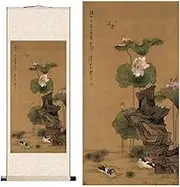 PAYNAN 1pc Mandarin Duck Scroll Painting Flower Bird Decorative Painting