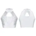 Kids Girls Sequins Vest Mock Neck Jazz Latin Hip Hop Modern Dance Crop Tank AU