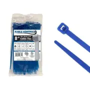 Blue Zip Ties 8 Inch 100 Pcs, 50 Lbs Tensile Strength, Self-locking Nylon Col...