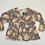NEW Torrid Women's Blouse V Neck Long Sleeve Floral Rayon Multicolor Plus Size 4