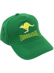 Australia Green And Gold Kangaroo Print Cap
