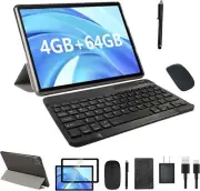10 Inch Tablet Android Tablets 2 in 1 with Keyboard 64GB+4GB RAM...