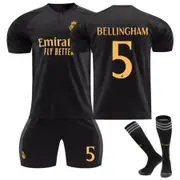 Nevenka Real Madrid Second Away Jersey BELLINGHAM #5 Soccer Jersey Kids Adult 3Pcs Jersey Kits