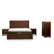 VI Zurich Solid Timber Storage Bed, 2 Bedsides & Tallboy Suit