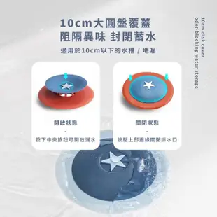 【防臭隊長】盾牌造型按壓式地漏蓋(防蟑 防堵塞 浴室 排水孔蓋 地漏塞 地漏蓋 水槽過濾 矽膠蓋)