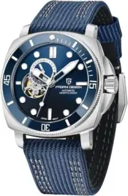 Pagani Design Men’s Automatic Watches Japan NH39 Mechanical Skeleton Blue Nylon
