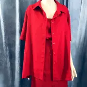 Red Suit Plus Size 22 Skirt Top Jacket Miller's Mother Of Bride Vintage BNWT