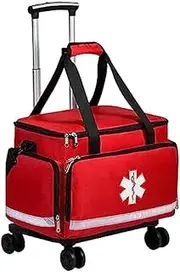 [Gatycallaty] Medical Bag Rolling Roller Bag Trolley Duffel Nurses EMT CNA RN Empty for First Aid Responder Home Health Care Nursing Student Roll Duffle Bag Carry on Wheels Wheeled Work Physicians Doctor, Red, Red