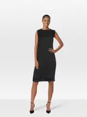 Black Silk Sleeveless Overlay Dress