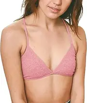 [Generic] No Back Fat Bra Triangle Bralette for Wome Ribbed Beauty Back Lightweight Thin Strap Bralette V Neck Pull On Unpadded Bra Womens Workout Bra (#A-Pink, L)