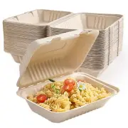 500 Pack Clamshell Take Out Food Containers, 100% Compostable Disposable To G...