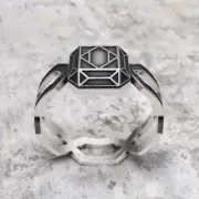 Handmade 925 Sterling Silver Geometric Diamond Ring - Unique Architectural