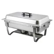 Winware Winco C-4080 w/Hinged Lid & Chafing Fuel Heat Chafer, 8 Quart