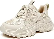 [Beau Today] Chunky Sneakers for Women, Fashion Platform Sneakers Dad Shoes for Women, Casual Lace-up Walking Shoes