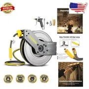 Heavy Duty 3/8" x 25 ft Retractable Air Hose Reel - 300 PSI Tangle-Free System