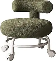 Rolling Stool Chair with Backrest, High Weight Capacity PU Leather Roller Seat and Heavy-Duty Mute Universal Wheels for Men Women Boy Girl Furniture Gift, Home Office Green,30cm