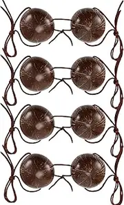 [Shyyween] 4 Pcs Hawaiian Coconut Bra with Cord Novelty Coconut Bikini Top Coconut Costume Coconut Shell Chest Tops for Women Bikini Luau Party Summer Party Brown, Brown