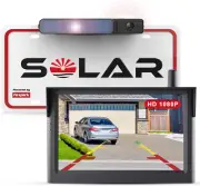 Solar Wireless Backup Camera with 5" 1080P Monitor, 3 Mins DIY Installation & Re