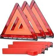 Lenmumu Safety Triangle Kit Road Emergency Warning Reflector Roadside Reflective Early Warning Sign Foldable 3 Pack of Emergency Car Kit with Storage Box