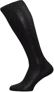 [Pantherella] Mens Baffin Rib Over the Calf Silk Socks - Black
