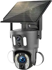 4K 20X Optical Zoom Dual Screen Solar Camera Outdoor 8MP 4G/WiFi PTZ Dual PIR Detection Auto Tracking Security Cameras(4K 4G 20X Zoom)