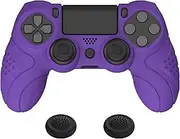 PlayVital Guardian Edition Purple Ergonomic Soft Anti-Slip Controller Silicone Case Cover for ps4, Rubber Protector with Black Joystick Caps for ps4 Slim/for ps4 Pro Controller