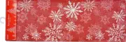 Long Tapestry Table Runner, 13"x72", WINTER, CHRISTMAS, SNOWFLAKES ON RED, HC