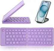 Lockmaner Foldable Bluetooth Wireless Keyboard (Sync Up to 3 Devices), Portable Folding Keyboard for Android,Purple