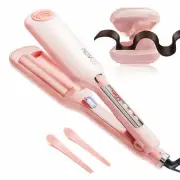 Wave Curling Iron Anti-Scald Hair Crimper, 2 Barrel Ionic Wavy Hair Curler for