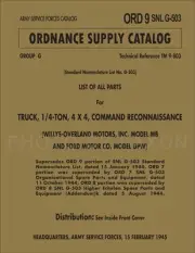 Military Jeep Parts Book Ford GPW Willys MB 1941-1945 ORDSNLG503 Master Catalog