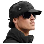 Winter Baseball Cap with Earflaps Flat Brim Trapper Hat One Size Apl3-black
