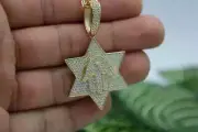 2ct Lab Created Diamond Hamsa Hand Star Pendant Charm 14k Yellow Gold Finish