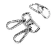 20 Pcs Square Ring Lobster Clasp Claw Swivel with D Rings for Strap Push Gate...