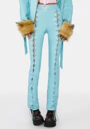 [dELiA*s by Dolls Kill] Aqua Can't Be Outshined Lace-Up Pants