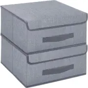 Onlyeasy Foldable Storage Bins Cubes Medium-32x32x16cm, Linen-like Grey - M