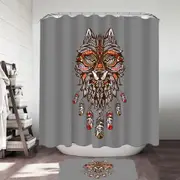 Unique Red and Yellow Native American Wolf Shower Curtain