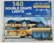 140 Double Drape Lights Clear Bulbs White Wire Tangle Free New