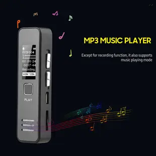 數位錄音筆 支持錄音/聽歌模式 兼容TF內存卡最大32GB 帶耳機和充電線 黑色（內置電池，不帶TF卡）