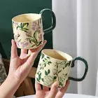 2X High-Fired Ceramic Porcelain Mug Set with Lid 400ml Vintage Floral Tea Spoon