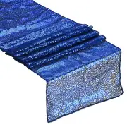 Sapphire Blue Table Runner 71" x 12", Long Shining Sequin Table Runner