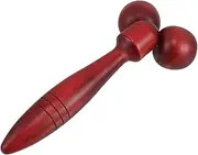 PERSELOSO Wooden Face Massage Roller Tool Dual Wheel Handheld Massager for Facial Muscle Relaxation Portable Wooden Massager for Neck and Face Soothe Easy to Use and Carry