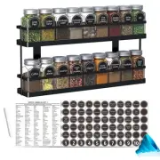 Spice Rack Organizer with 18 Empty Square Spice Jars, 386 Spice Labels with C...