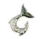 Solid 925 Sterling Silver Paua Shell Filigree Whale Tail Fish Hook Pendant