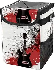 Car Trash Can with Lid and Storage Pockets Leak-Proof Organizer,Multipurpose Trash Bin for Car,Abstract Music Background Notes