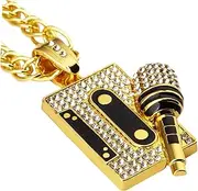 [LALADEFIEE] Necklace for Men Hip Hop Chain Rapper Jewelry Cassette Aesthetic Necklace